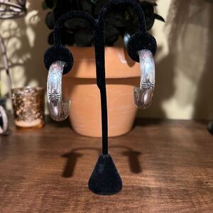 VINTAGE STERLING SILVER BIG HOOPS